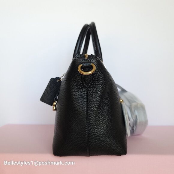 COACH Cara Pebbled Leather Satchel with Crossbody Strap- Black⭐ - Picture 11 of 16